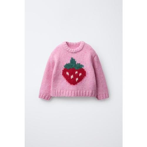 FRUIT PRINT WOOL BLEND KNIT SWEATER - Pink | ZARA United States