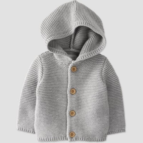 Baby Hooded Sweater Cardigan - little planet by carter's Gray