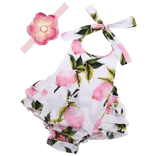 PrinceSasa Baby Girl's Floral Print Ruffles Romper Summer Clothes
