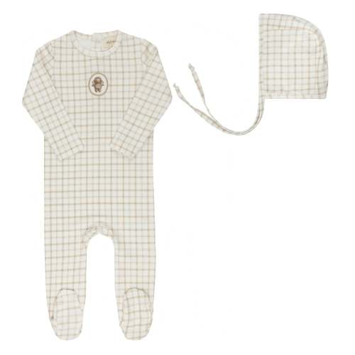 Modal French Terry Plaid Sheep Collection - Footie + Bonnet