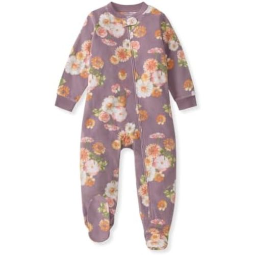 Burt's Bees Baby Unisex Fleece Sleeper Pajamas, One-Piece Zip-up Footed PJ, Soft Recycled Microfleece