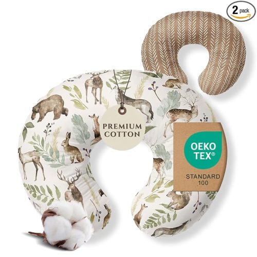 COVER Pobibaby 1-Pack Premium Nursing Pillow Cover - Ultra Soft & Stretchy 96% Cotton, Breastfeeding Pillow Cover for Baby Boys and Girls(Wildlife)