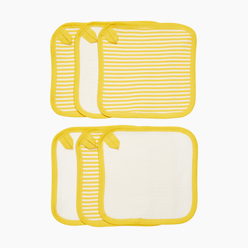 Small Story 6-Pack Organic Washcloth - Yellow Stripe, 6