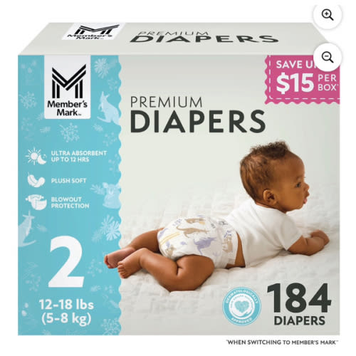 Member's Mark Premium Baby Diapers, Sizes Newborn - 8 - Samsclub.com