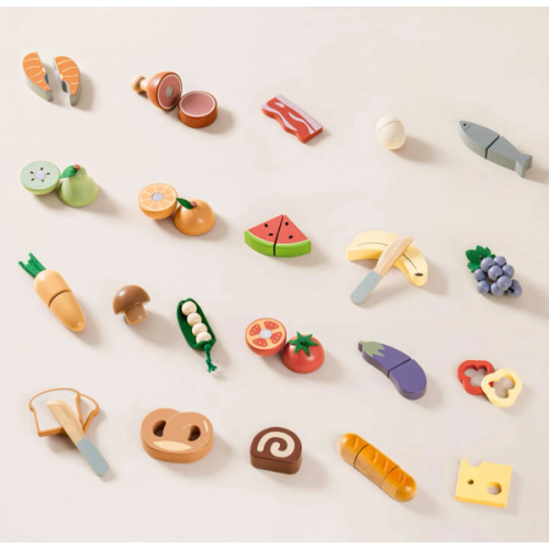 ROBUD Wooden Cutting Food Playset 4-in-1