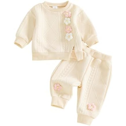 Toddler Baby Girl Outfits Long Sleeve Solid Sweatsuit Pants 2 Piece Clothes Fall Winter Infant Sweater Set 3M-5T