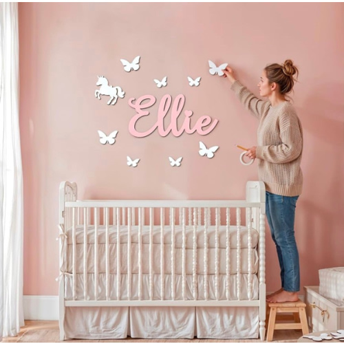 Custom Name Sign with Thematic Decorative Wall Shapes Nursery Name Sign, Personalized Baby Gifts Nursery Wall Decor Baby Name Sign Wooden Name Sign for wall Name Wall Decal