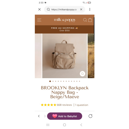 BROOKLYN Backpack Nappy Bag - Beige/Maeve – Milk & Poppy