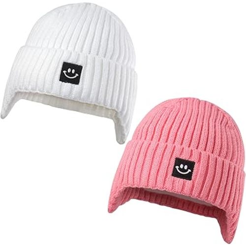 2 Pack Baby Beanie Toddler Winter Hat for Girls Boys 0-8 Years