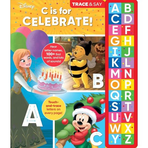 Disney Mickey Mouse, Frozen, Winnie the Pooh, and More! - Trace and Say 26-Button Early Learning Sound Book - Alphabet, First Words, and More! - PI Kids