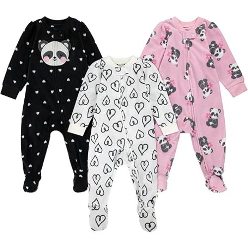 HUGGIES baby-boys 3-pack Footed Fleece Coverall Pajamas