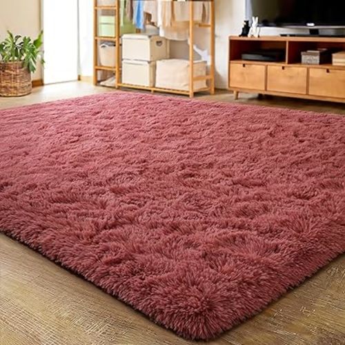 LOCHAS Ultra Soft Indoor Modern Area Rugs Fluffy Living Room Carpets for Children Bedroom Home Decor Nursery Rug 8x10 Feet, Blush