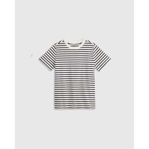 100% Organic Cotton Jersey Short Sleeve Tee in Black/White Stripe