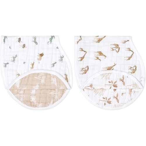 Aden + Anais Organic Muslin Burpy Bibs (2 Pack) - Safari Dreams
