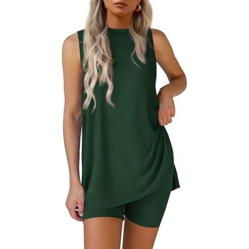 PRETTYGARDEN 2 Piece Sets for Women 2025 Summer Matching Lounge Shorts Set Resort Airport Travel Loungewear Outfits Clothing