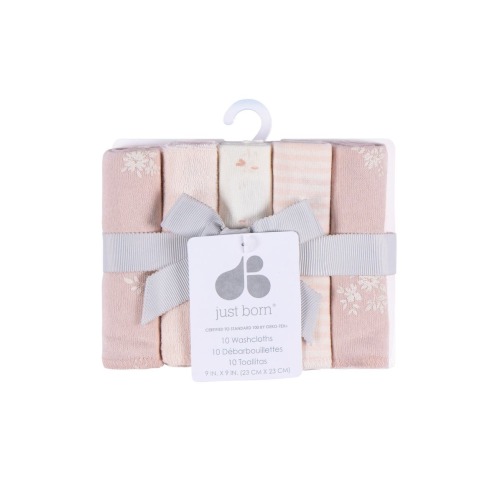 French Terry Washcloths Set, Pinks, One Size