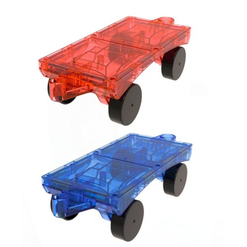 Mag Genius - Blue and Red Buildem' your way Magnetic Flat Bed Hitch Connecting Carts - 2 pack