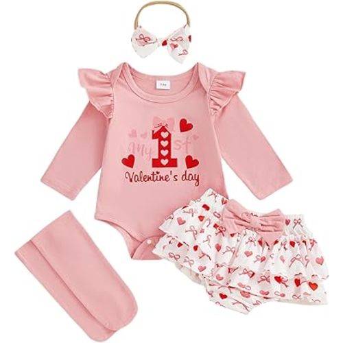 MoZiKQin My First St Patricks Day Baby Girl Outfit Clover Romper Onesie Ruffle Layered Shorts Headband Socks Cute Clothes