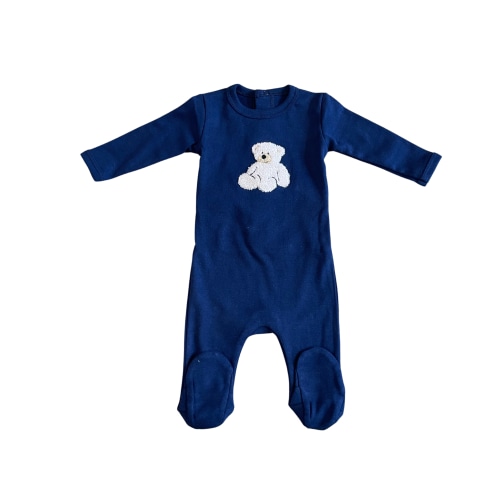 Coton Pompom Navy Cute Baby Bear Footie – Tiptoe Boutique