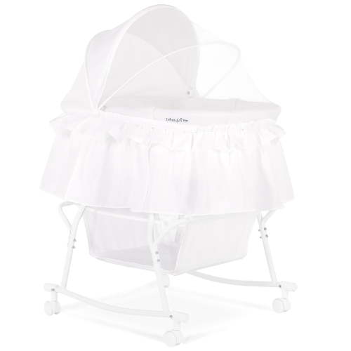 Dream On Me Lacy Portable 2-in-1 Bassinet & Cradle in White, Lightweight Baby Bassinet
