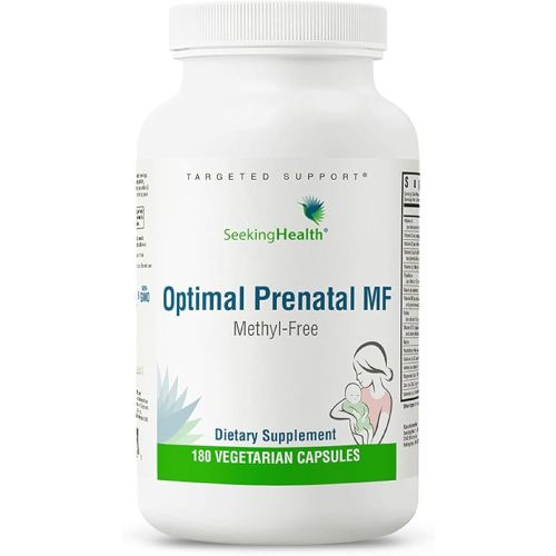 Seeking Health Optimal Prenatal Methyl-Free, Non-Methylated Folate and B12, Pregnancy Support, B6 and Ginger for Digestive Comfort, Supports Healthy Fetal Development, Vegetarian (180 Capsules)