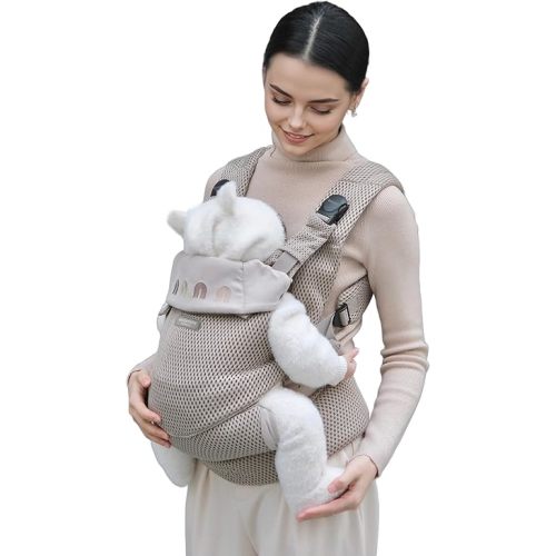 Rainbow Baby Carrier,Lightweight Infant Carrier for Newborn to 33Ibs,Breathable Cool Air Mesh with Sunshield,Ergonomic Adjustable Knob Enhanced Lumbar Support for Hands-Free (BEIE Khaki)