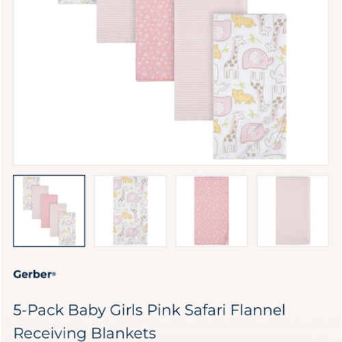5-Pack Baby Girls Pink Safari Flannel Receiving Blankets – Gerber Childrenswear
