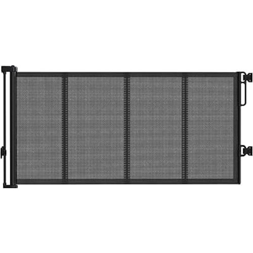 Reinforced 120" Extra Wide Retractable Baby Gates for Stairs, Mesh Saftey Gate for Pets, 10 Foot Retractable Dog Gate, No Drilling, One-Hand Operation, Retractable Gate for Indoor & Outdoor Use