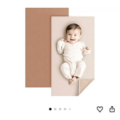 Konssy Faux Leather Baby Changing Mat, Waterproof, Wipeable & Portable Diaper Changing Pad for Travel or Home, Fits Perfectly in Diaper Bag, 30 x 17 inches (Brown,Beige)