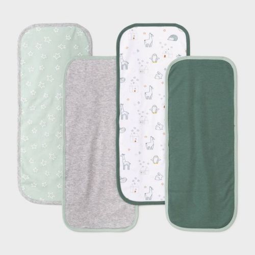 Baby 4pk 'Hello Happy' Burp Cloth - Cloud Island™ Dark Green