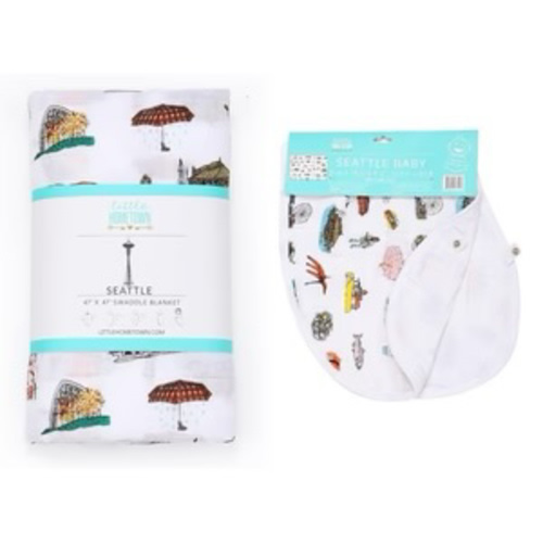 Seattle Baby Muslin Swaddle Blanket & Burp Cloth Set