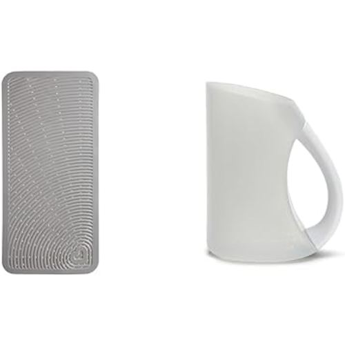 Munchkin Soft Spot Baby Bath Mat for Tub and Rinse Shampoo Rinser Cup, Grey