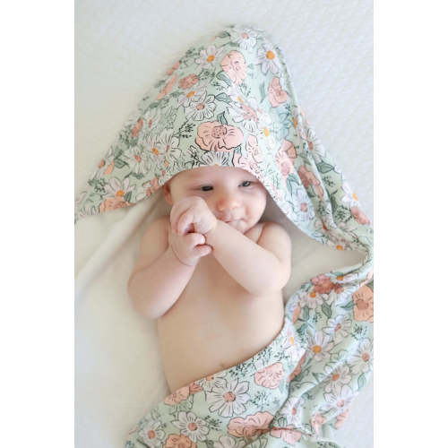 Bamboo Hooded Towel | Peach Poppies
