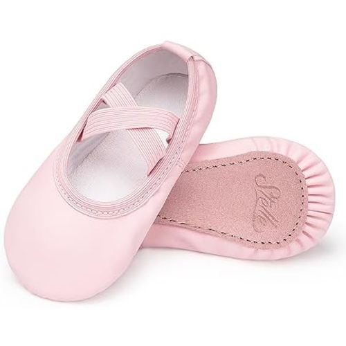 Stelle Ballet Shoes for Girls Boys Close-Fit PU Professional Dance Slippers for Toddler/Little Kid/Big Kid