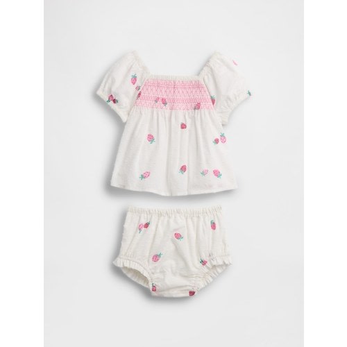 Baby Smocked Strawberry Outfit Set