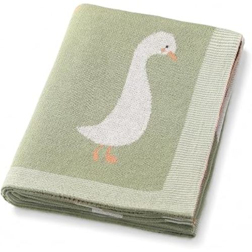 Baby Blanket 100% Cotton Luxury Goose Swaddling Receiving Blanket Knit Blankets for Newborns Boy Girl 40x30in Green