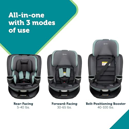 Safety 1st Turn and Go 360 ST 360 Rotating Car Seat, SafetySwivel, SecureTech Installation, All-in-One Convertible Car Seat, 3-in-1 Rear-Facing, Forward-Facing, Booster, 5-100 lbs, Siberian Caviar