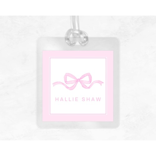 Personalized Bow Bag Tag | Laminated Luggage Tag | Tag for Diaper bag | School Book bag personalization | daycare personalized