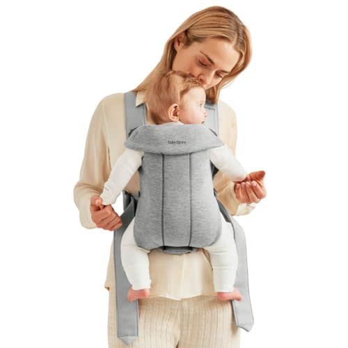 BabyBjrn Baby Carrier Mini, Light Gray, 3D Jersey | Infant Carrier (7-25 lbs), Ergonomic, Easy-to-Use
