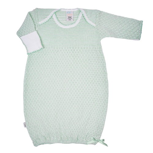 Paty Knit Overlap Shoulder Gown, Mint, 3 months