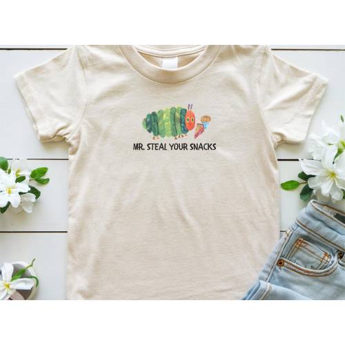 Hungry Little Caterpillar Book, Mr Steal Your Snacks Toddler Shirt for Children Book Lovers