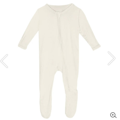Footie with 2 Way Zipper in Natural