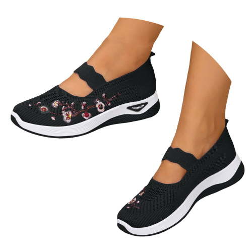 Orthopedic Slip on Walking Shoes for Women Comfortable Embroidered Arch Support Wide Width Work Sneakers