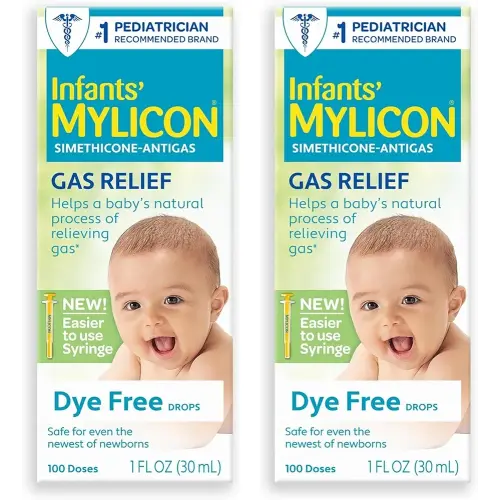 MYLICON Gas Relief Drops for Infants and Babies, Dye Free Formula, 1 Fluid Ounce with Updated Syringe (2-Pack)
