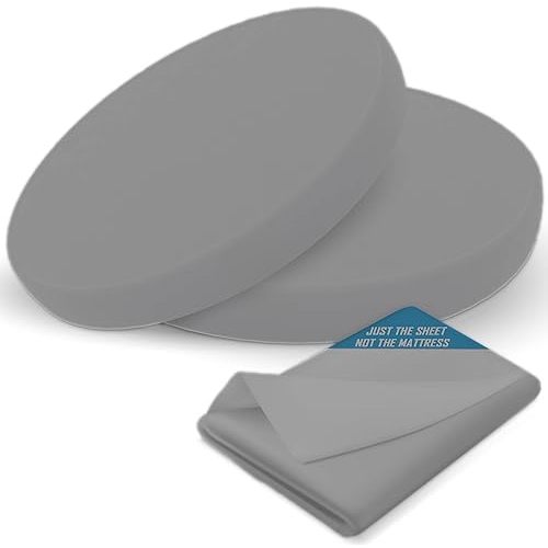 Fitted Round Crib Sheets 2 Pack - 42 Inches, Polycotton Durable Sheets for Baby, Breatheable and Soft Baby Bassinet Sheets (Gray)