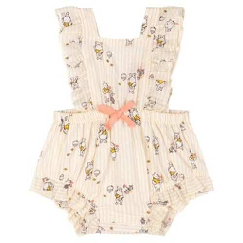 Disney Winnie the Pooh Newborn Baby Girls Square Neck Sleeveless Ruffle Romper Pale Yellow 6-9 Months