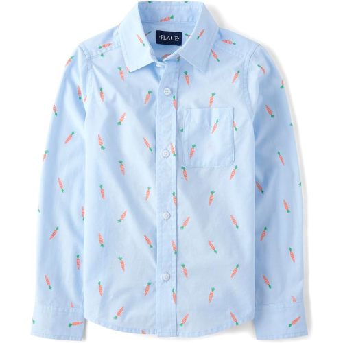 The Children's Place Baby Boys' and Toddler Poplin Long Sleeve Button Down Shirt
