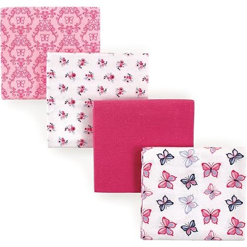 Hudson Baby Unisex Baby Cotton Flannel Receiving Blankets, Butterflies, One Size