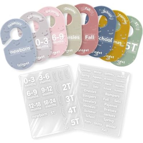Baby Closet Size Dividers with Reusable Labels, 8 Pack