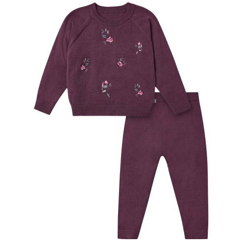 Modern Moments by Gerber Baby and Toddler Girl Embroidered Sweater Outfit Set, 0/3 Months - 5T